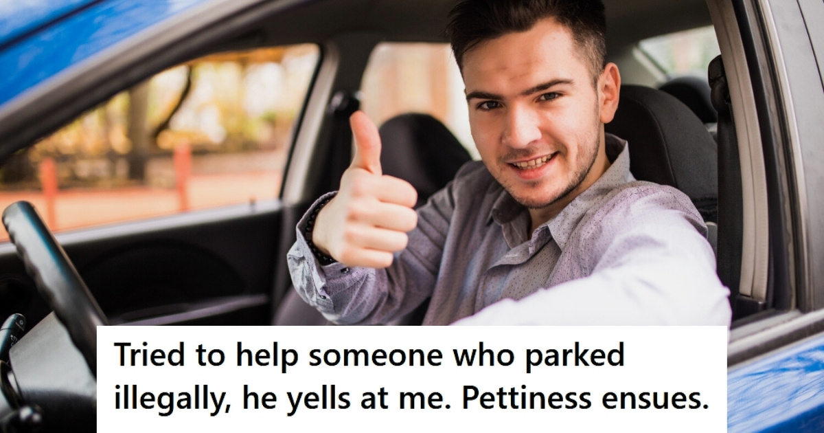 Man giving thumbs up inside car