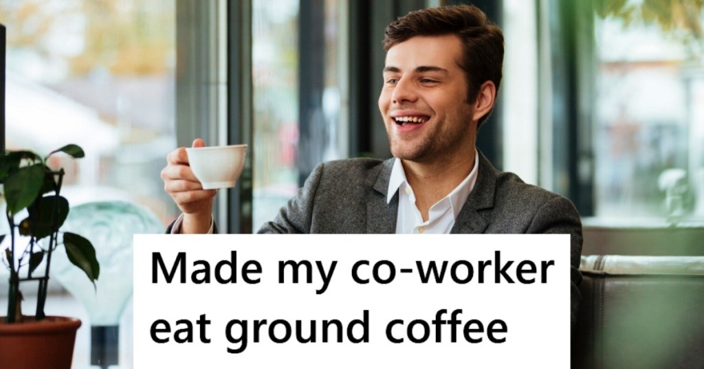 Man drinking coffee at the office