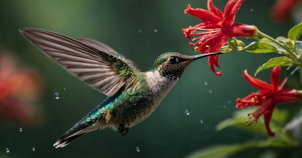 Hummingbird feeding from a flower