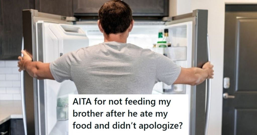 Hungry man looking in refrigerator