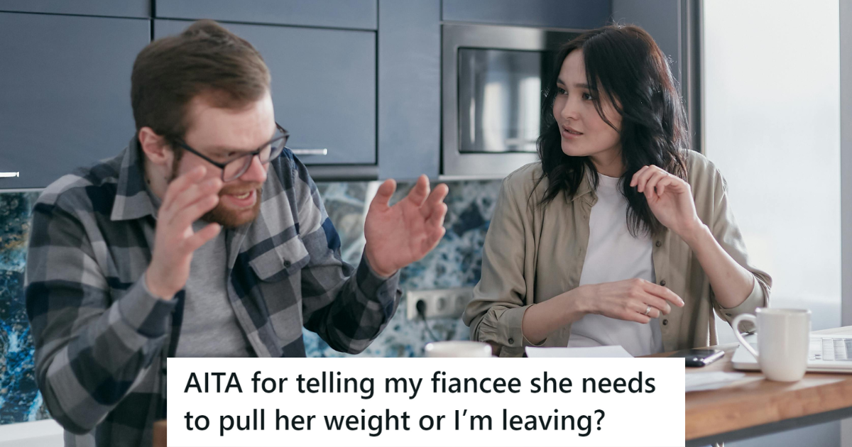 Man and woman arguing in a kitchen