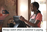 Sneaky Customer Tried To Get Away Without Paying, But The Employee Figured Out What She Was Doing And Stopped Her