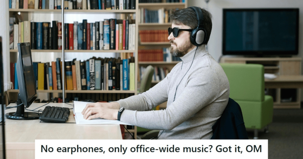 Man working with headphones on