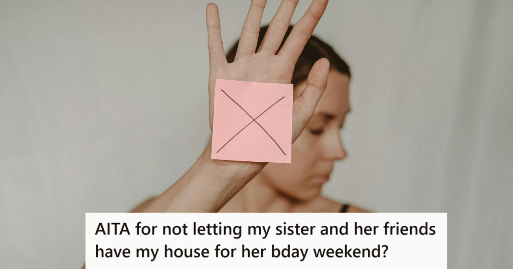 Woman having a sticky note on her palm with a cross