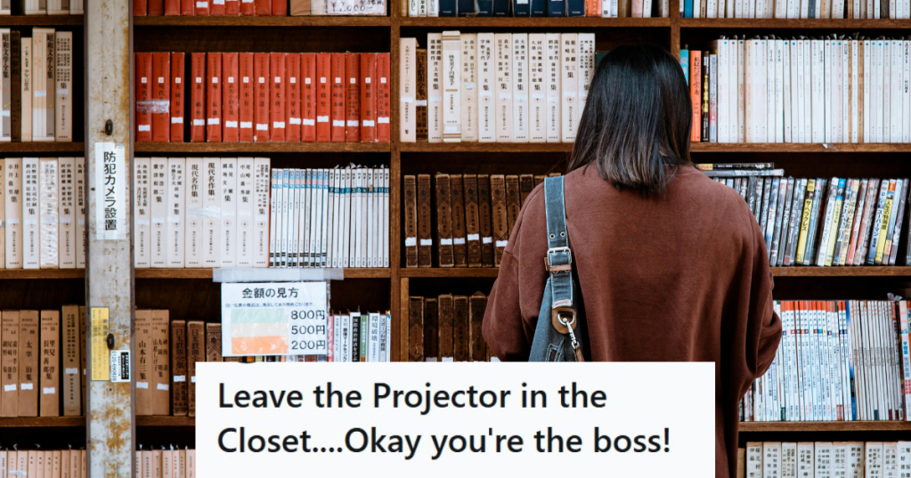 Girl standing in a library