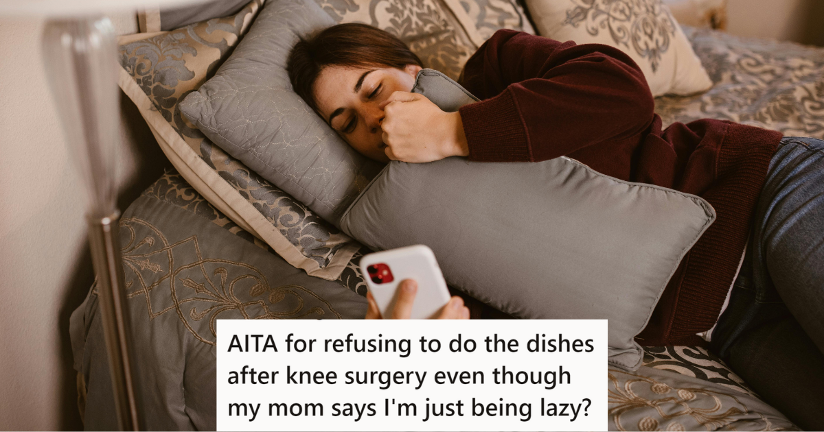 Girl in maroon sweater lying in bed