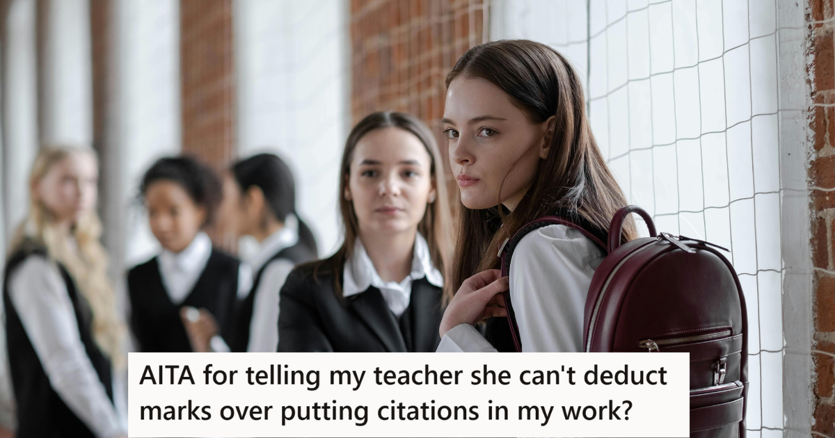 Girls in college uniform standing outside 