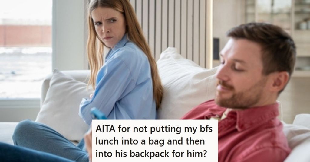 Man on phone and angry wife