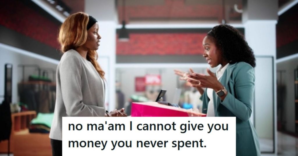 Retail worker and customer arguing