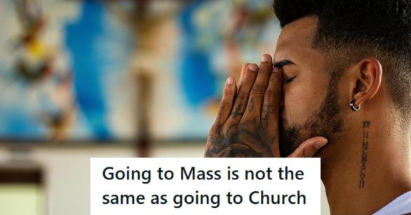 Man from Argentina pretending to take part in Mass