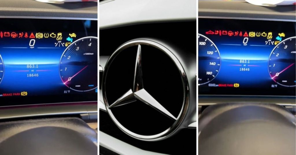 Mercedes logo and instrument panel