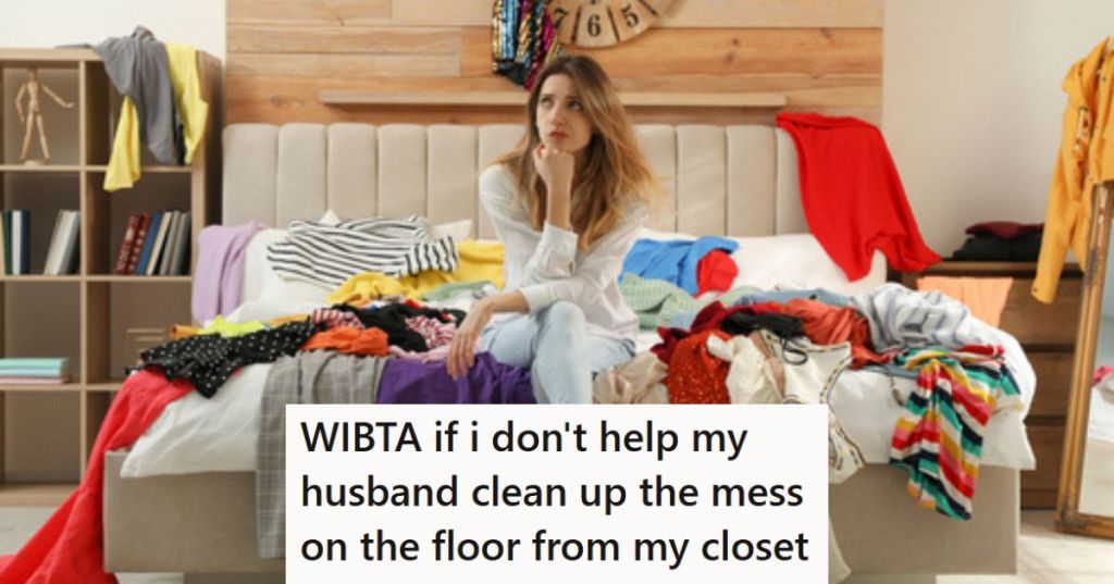 Frustrated wife in messy room