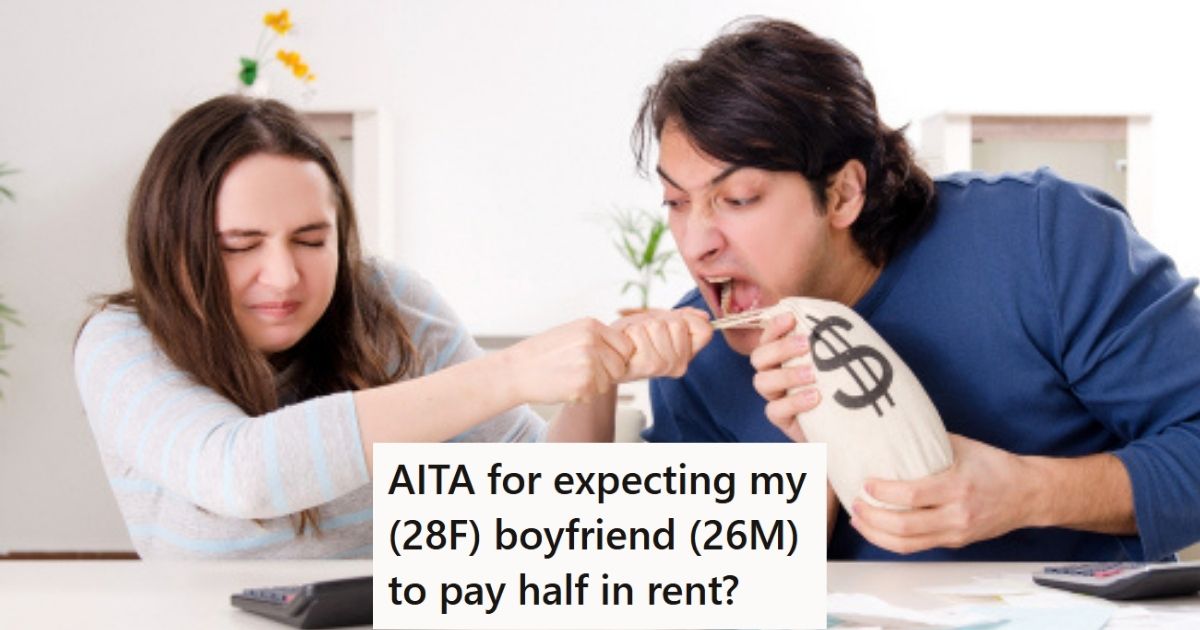 Man and woman fighting over money