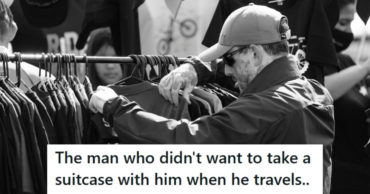 Rich man shopping for new clothes to say at his fourth house