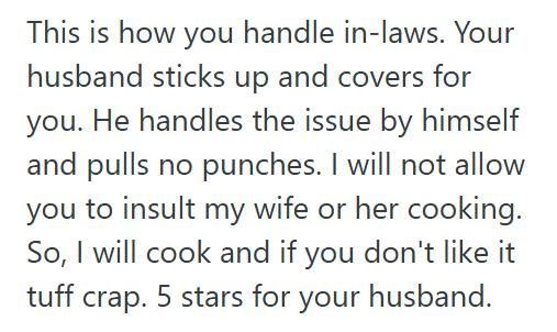 Not Cooking 1 In Laws Insulted Woman’s Cooking And Suggested She Stop, But When Her Husband Took Over, They Demanded She Return To The Kitchen