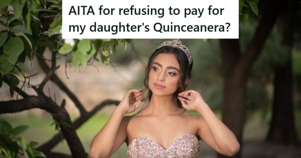 Daughter in Quinceanera dress