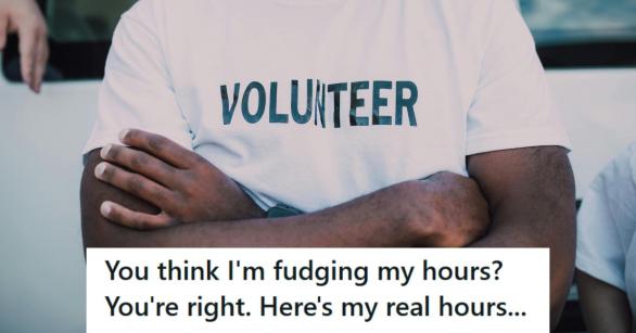 Volunteer standing with arms crossed after being accused of lying