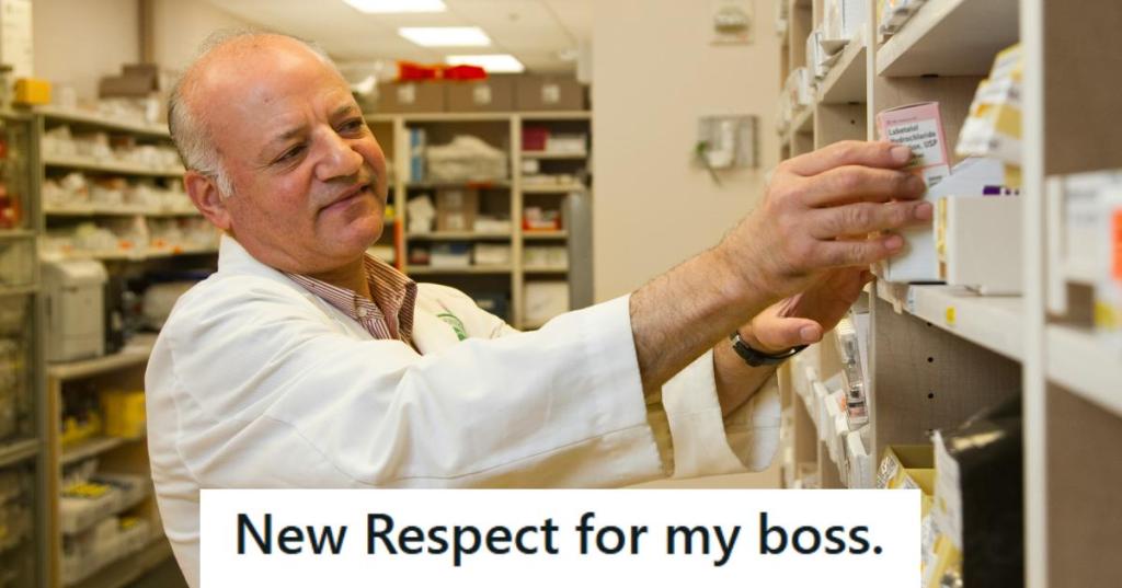 Pharmacist looking for the correct medication to fill