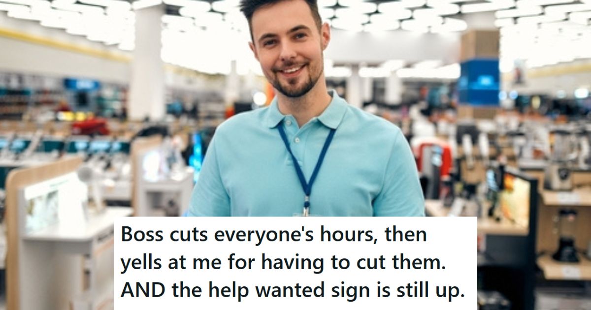 Young Mans First Job Wasnt Going Well Since His Manager Cut His Hours And Told Him To Do Impossible Things, So He Is Wondering If He Needs To Find A New Job Or If This Is Normal Man working in retail