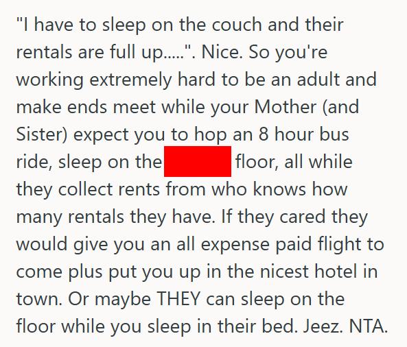 Reunion 1 Asking For Help With Travel Costs Turned Into Family Drama When Her Mom And Sister Accused Her Of Being Manipulative About The Reunion