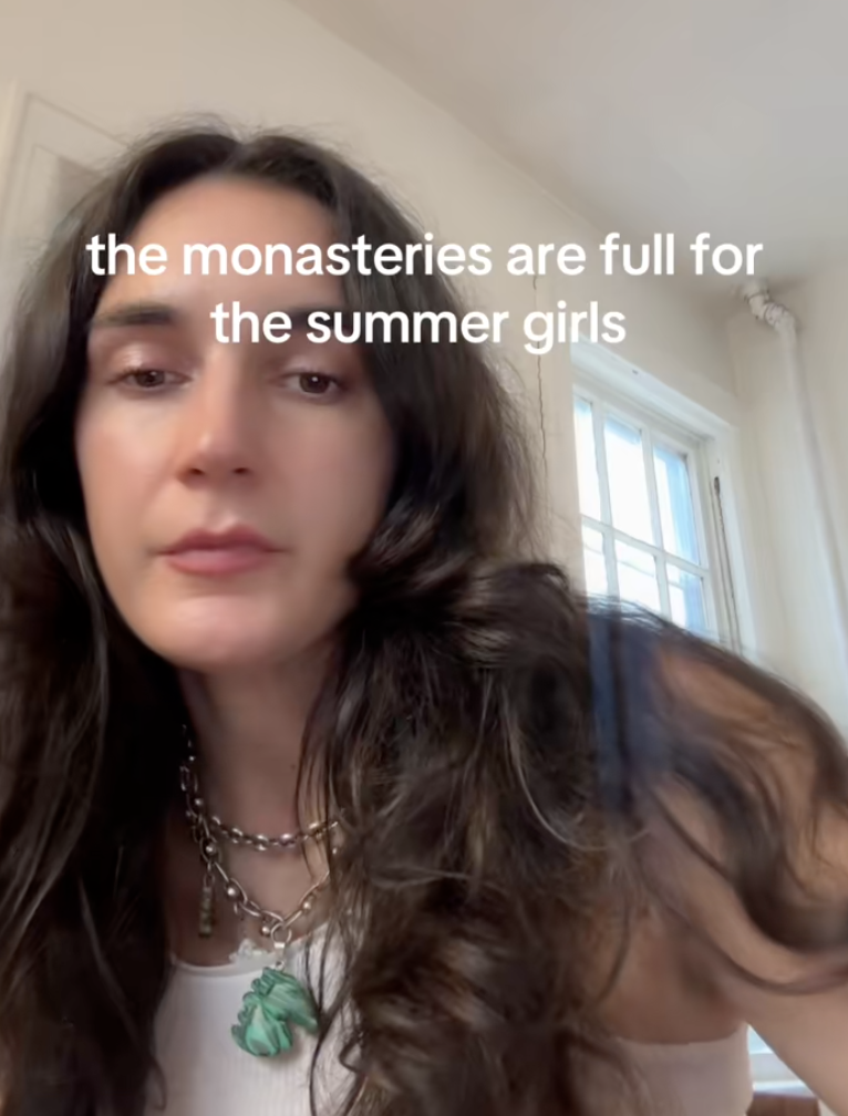 woman talking to a camera