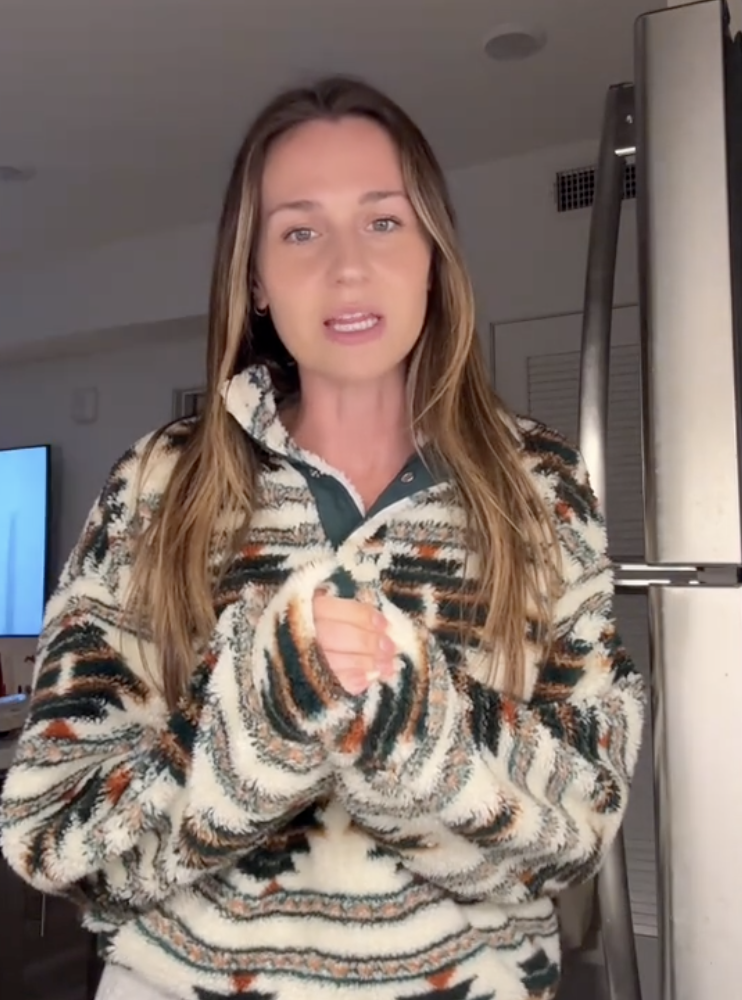 woman talking to a camera