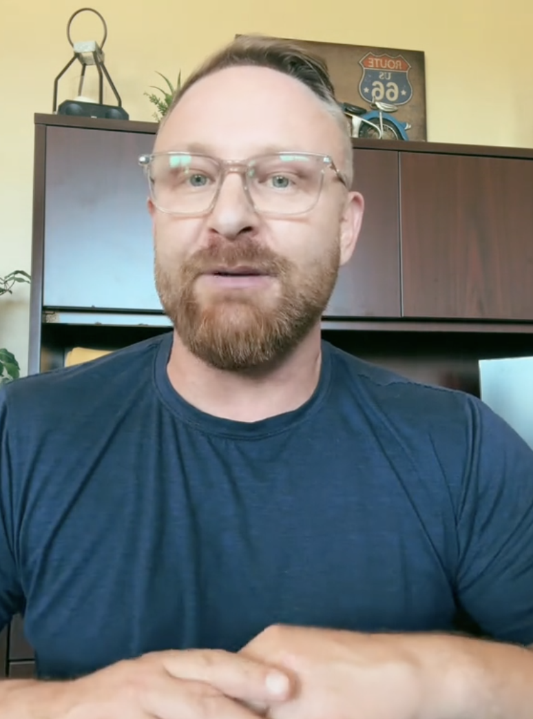 man talking to a camera