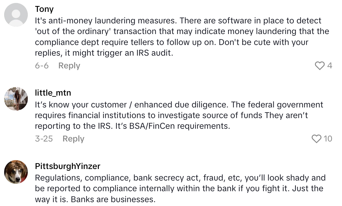 Screenshot 2025 07 06 at 8.48.15 AM A Customer Said Her Bank Keeps Asking Her Where Her Money is Coming From.   Why do you have three different checks for the same amount?