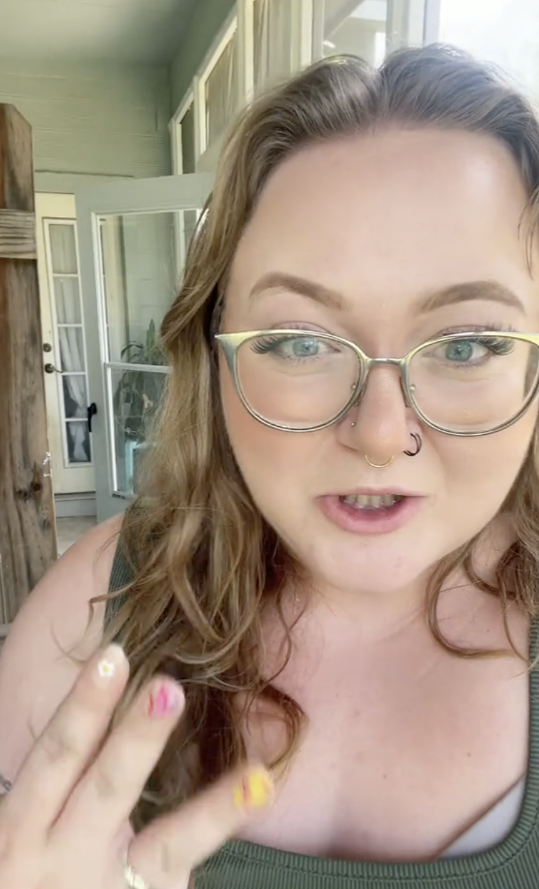 woman talking to a camera