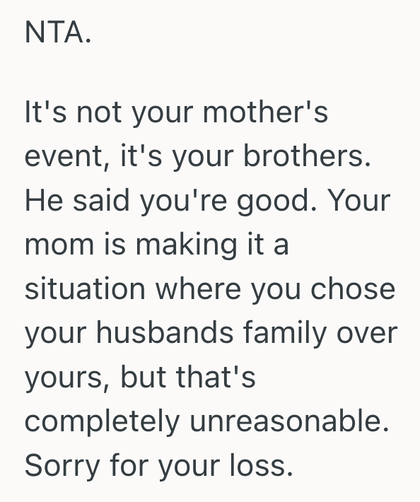 Screenshot 2025 07 07 at 11.01.52 AM She Prioritized A Mentors Funeral Over Her Brothers Baby Shower, And Her Demanding Mother Was Determined To Make Her Feel Like An Awful Person