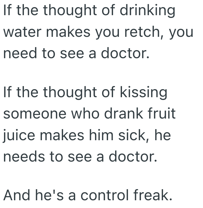 Screenshot 2025 07 08 at 3.30.25 PM Woman Claims She Cant Drink Water Without Mixing It With Fruit Juice, But Her Boyfriend Refuses To Kiss Her Because He Claims The Juice Makes Her Breath Smell Bad