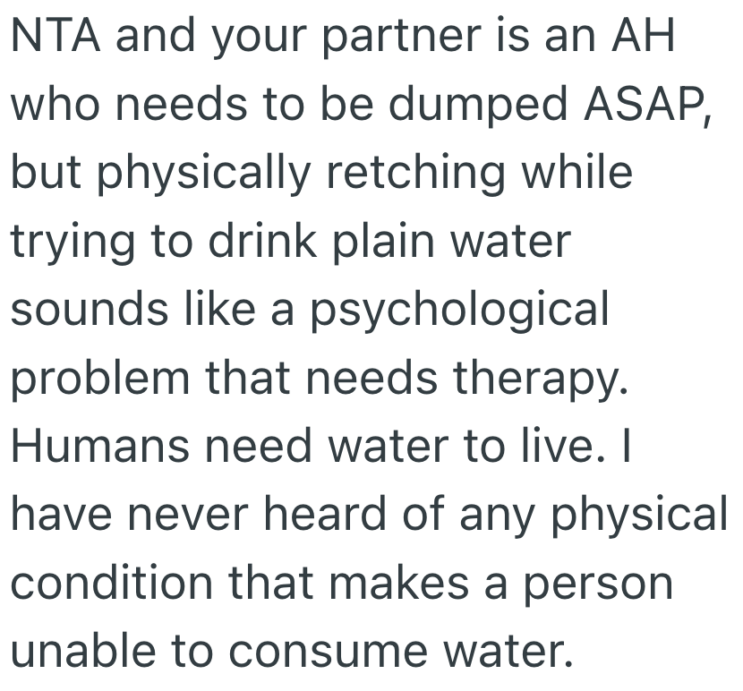 Screenshot 2025 07 08 at 3.33.12 PM Woman Claims She Cant Drink Water Without Mixing It With Fruit Juice, But Her Boyfriend Refuses To Kiss Her Because He Claims The Juice Makes Her Breath Smell Bad