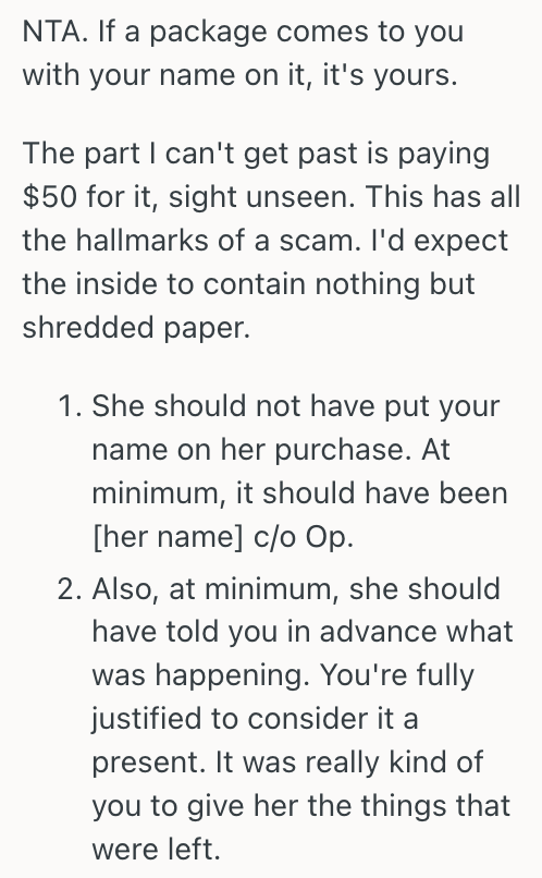 Screenshot 2025 07 09 at 18.24.34 Woman Thought Shed Won A Prize When A Mysterious Package Arrived, But Then Her Friend Claimed It As Her Own