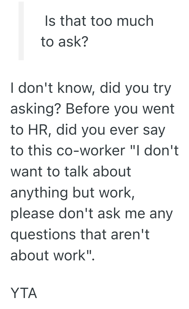 Screenshot 2025 07 18 at 12.19.30 PM Employee Didnt Like Small Talk With Coworkers, So When A Colleague Asked About Her Wedding, She Reported Her To HR