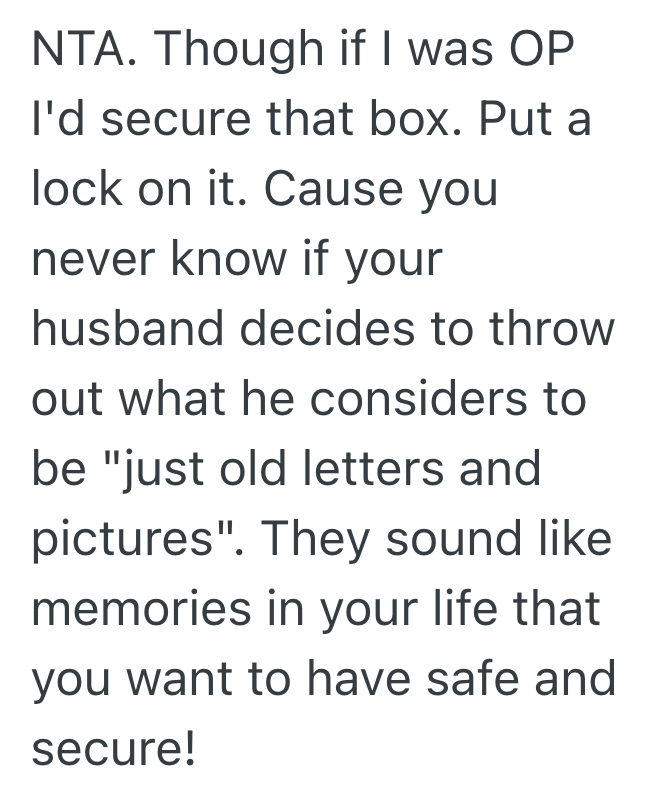 Screenshot 2025 07 20 at 11.46.49 AM Woman Keeps Pictures And Letters From Middle School And High School In A Box, But When Her Husband Decided To Look Through It, They Got Into A Fight