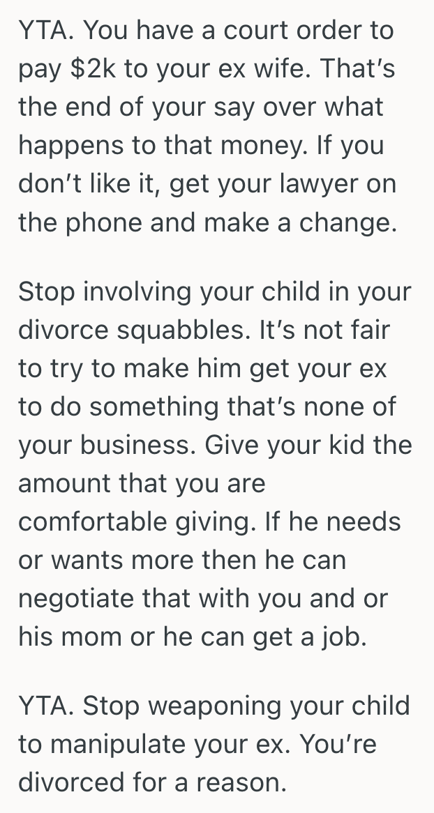 Screenshot 2025 07 21 at 11.38.01 AM Father Refused To Give His Son An Allowance For College Until His Ex Wife Increased Her Child Support Payments, So Their Son Ended Up Caught In The Middle Of A Bitter Financial Dispute