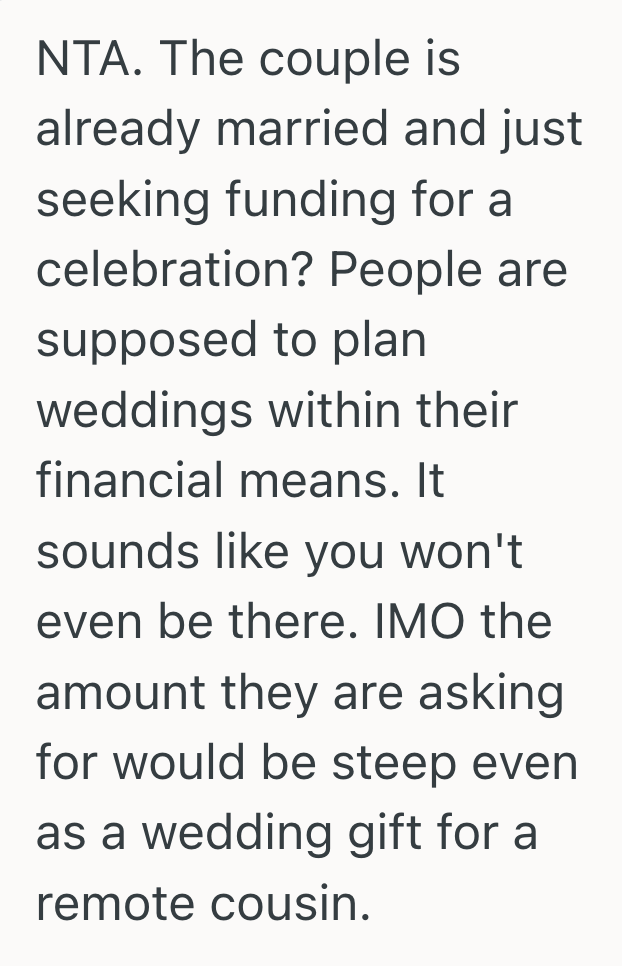 Screenshot 2025 07 21 at 11.59.12 AM He Was Pressured To Send Money For His Cousin’s Wedding Celebration, But He Wasnt Actually Invited