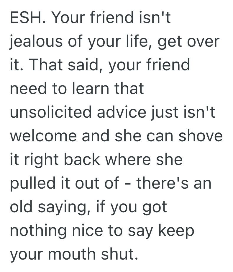 Screenshot 2025 07 22 at 1.16.52 PM Friend Keeps Criticizing Her Stay At Home Mom Lifestyle, So She Snaps and Says Maybe Shes Just Jealous No One Sticks Around