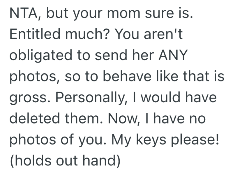 Screenshot 2025 07 22 at 4.06.21 PM e1753214817118 Daughter Promises To Send Mom Photos Later, But She Demands Them Right This Instant And Then Steals Her Car Keys