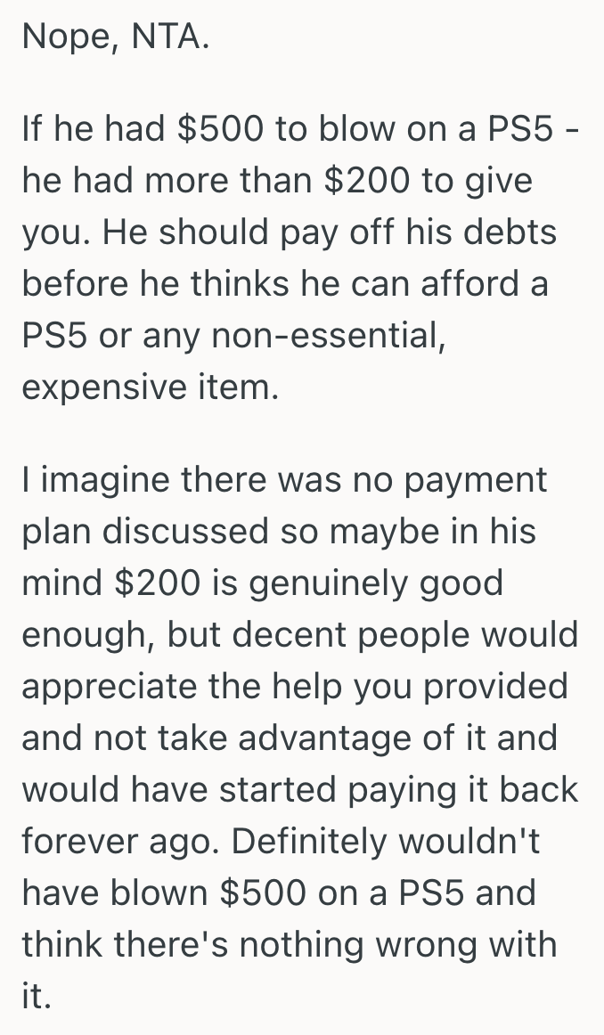 Screenshot 2025 07 22 at 5.12.03 PM She Lent Her Boyfriend Over $2,000 To Help Him Out, But When He Bought Her A New PS5 Instead Of Repaying Her, She Felt Taken Advantage Of