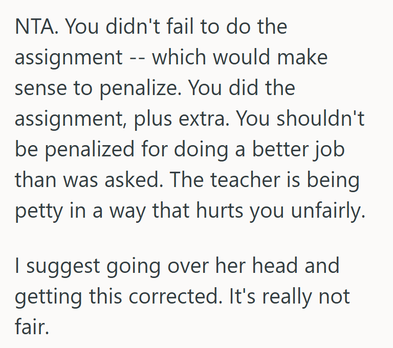 Screenshot 2025 07 23 210527 Her Teacher Gave Her A Lower Score For Adding Citations To An Assignment, So Shes Unsure What To Do About It
