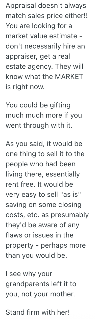 Screenshot 2025 07 29 at 8.05.10 AM His Mom Wants Him To Sell The House He Inherited For A Low Price To Be Charitable, But He Wants To Get The Most Money He Can For It