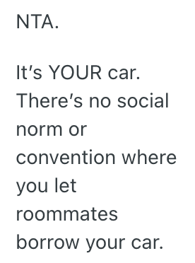 Screenshot 2025 07 29 at 8.18.16 AM Her Roommate Kept Taking Advantage Of Her Car Borrowing Privileges, So She Wont Let Her Use It Anymore