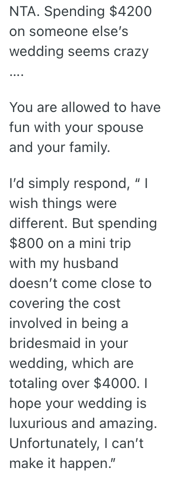 Screenshot 2025 07 29 at 9.08.59 AM She Cant Afford To Go To Her Friends Destination Wedding, But Her Friend Got Upset When She Found Out She Went On Mini Trip Instead