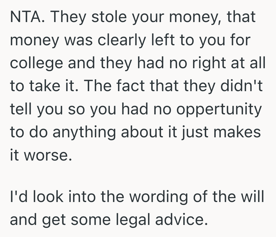 Screenshot 2025 07 29 at 9.25.35 PM She Found Out Her Parents Blew Her Inheritance On The Birth Of Her Sisters Kid, And Now Shes Unsure How To Pay Her College Debt