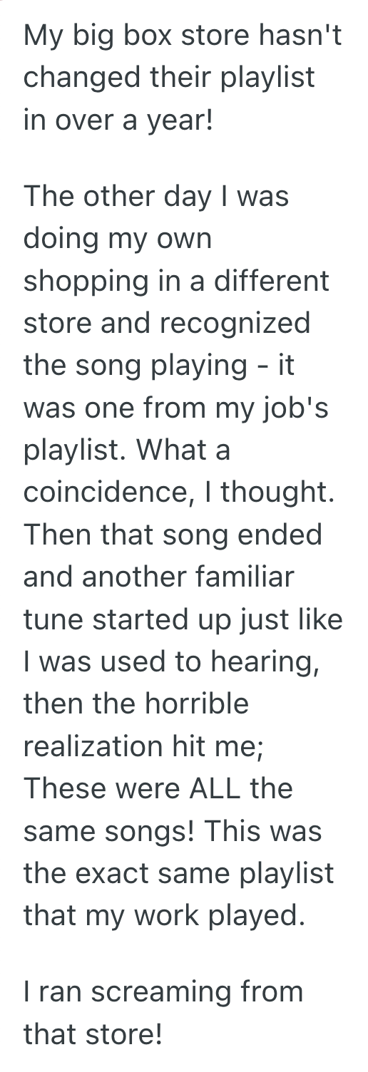 Screenshot 2025 07 30 at 3.08.38 PM Customer Threatened To Shop Somewhere Else Over The Annoying Store Playlist, So The Employee Pointed Out That He Was The One Trapped There All Day