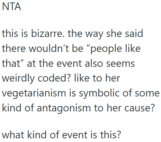Screenshot 1 30ba8d Event Administrator Asked A Consultant For Vegetarian Options, But Her Response Left Her Wondering Why She Bothered