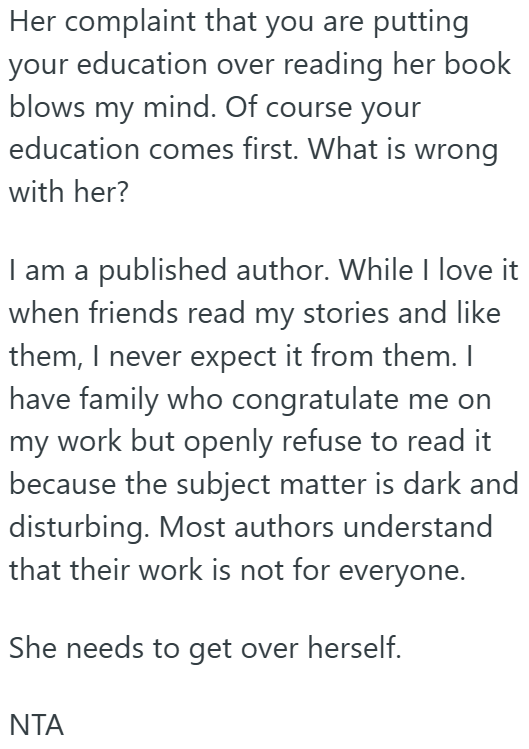 Screenshot 2 bccb31 Her Friend Realized Her Dream Of Publishing A Novel, But She Didnt Like The Book And Cant Bring Herself To Finish Reading It