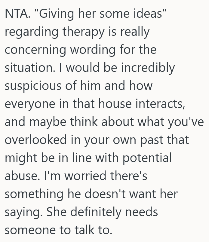 Screenshot 3 9b4012 She Wanted To Help Out Her Younger Sister, And Suggested Maybe Going To Therapy, But Dad Is Not Ok With Any of It