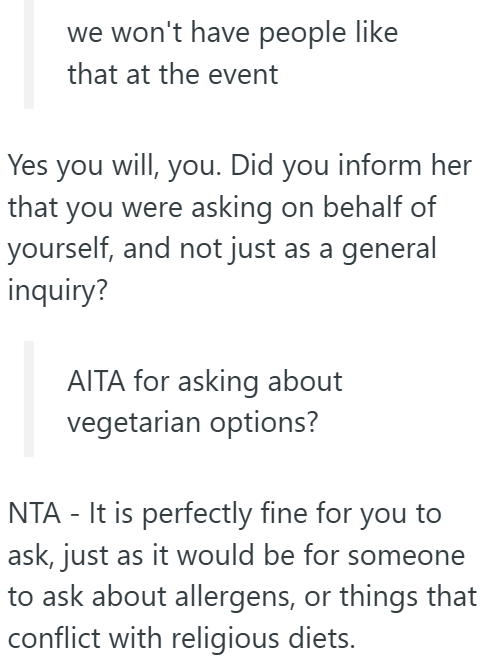 Screenshot 3 af3e45 Event Administrator Asked A Consultant For Vegetarian Options, But Her Response Left Her Wondering Why She Bothered